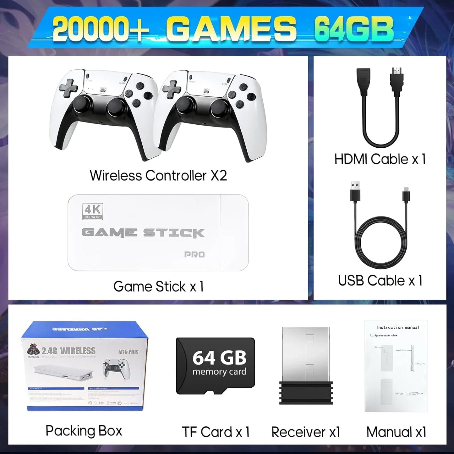 RETROPRO™ CONSOLE (60,000+ LICENSED GAMES + 2 FREE CONTROLLERS)